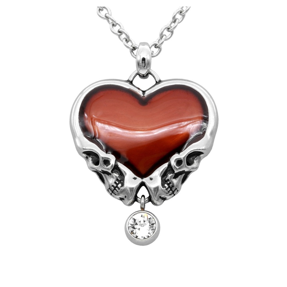 Heart and Skull Bound to Death Necklace Stainless Steel NWT